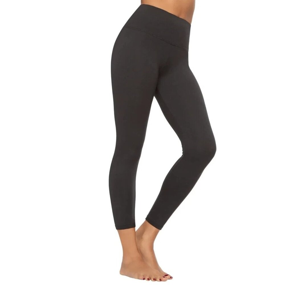 FELINA Lg High-Waist Velvety Soft 7/8 Leggings Tummy Control Stretch Pants Black